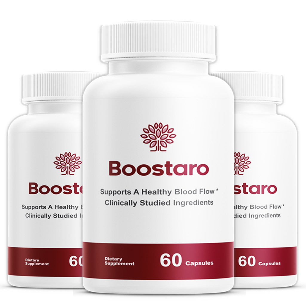Three bottles of Boostaro supplement, representing the 90-day supply package.